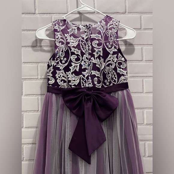 Flower Girl Lace Dress for Kids Wedding Bridesmaid/purple size 7/8 - Picture 6 of 12